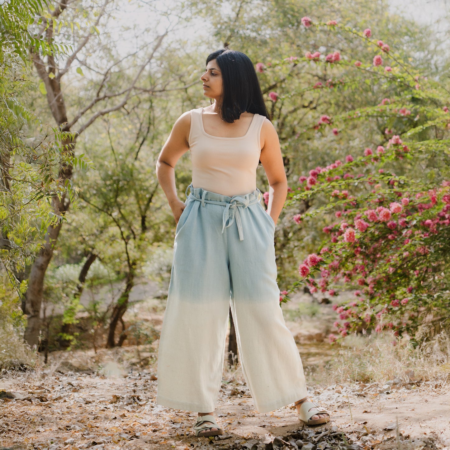 Mist-Dyed Rain Fed Cotton Denim Pants