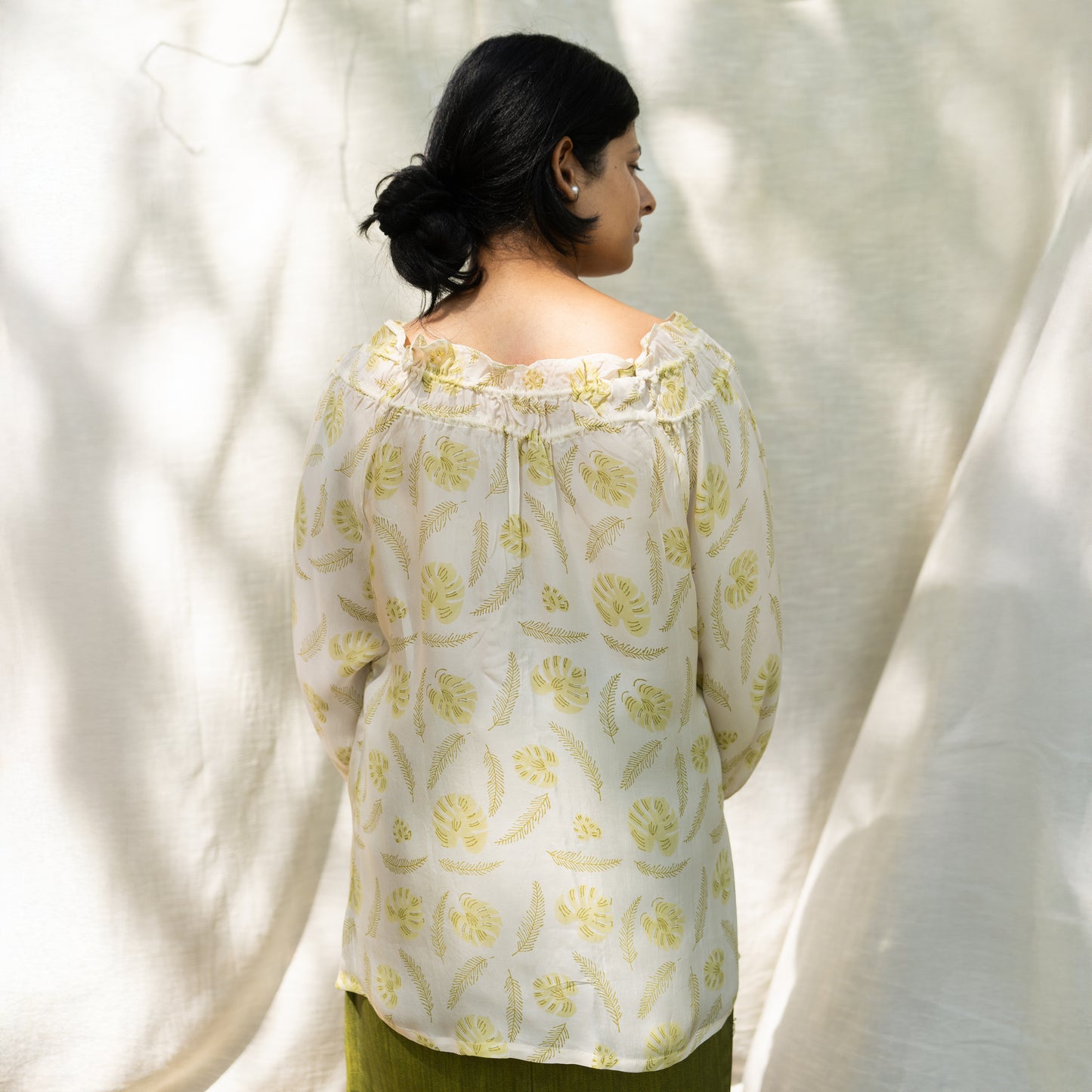 Wood Printed Flowy Chic Bemberg Top